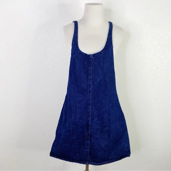 Zara Dark Wash Blue Jean Denim Overall Pinafore Mini Dress Zara Dark Wash Blue Jean Denim Overall Pinafore Mini Dress